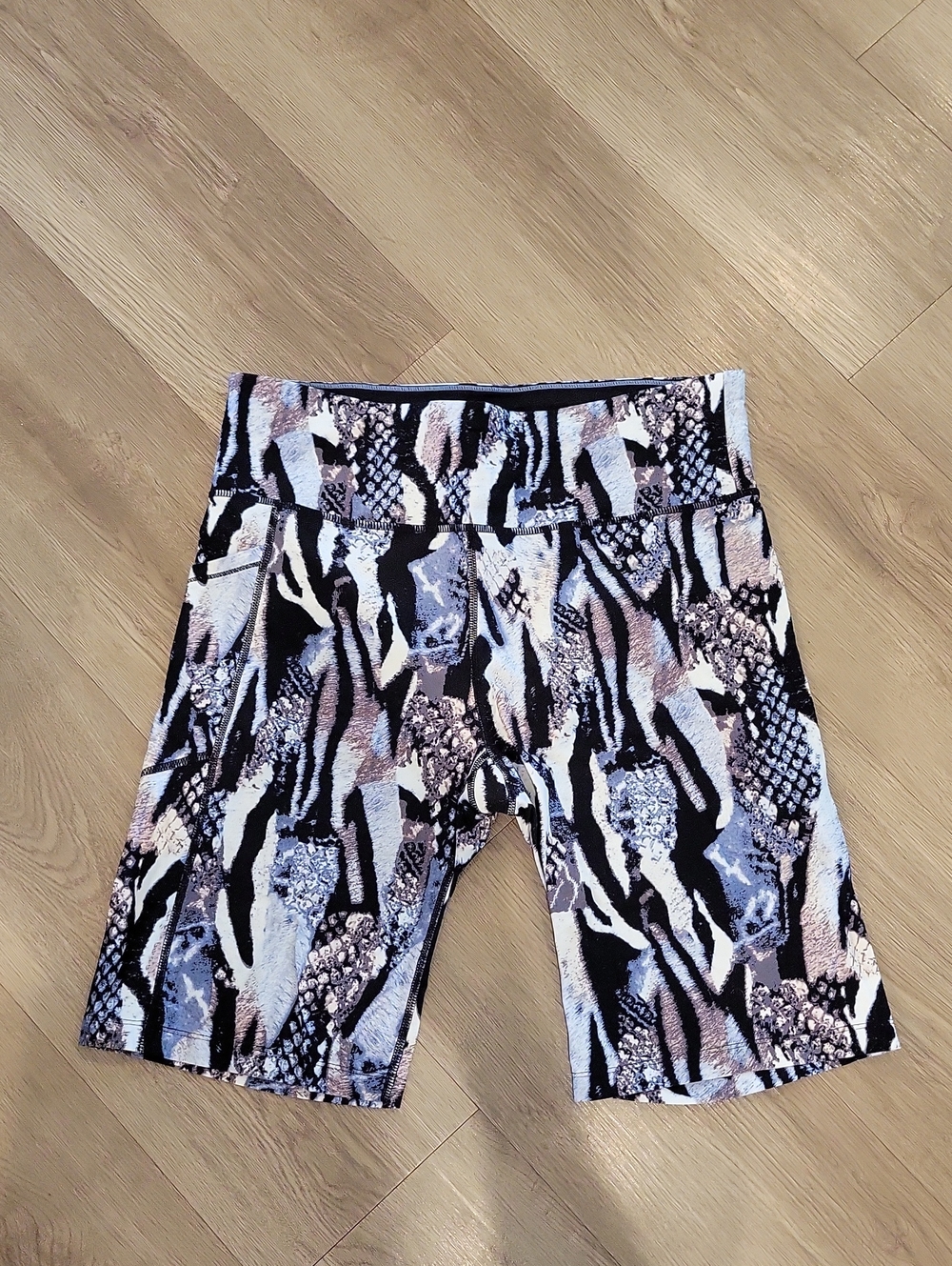 Calvin Klein Women’s Animal-Print Bike Shorts in Black, White, Taupe